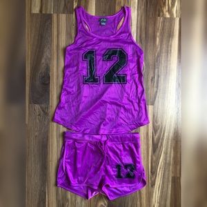 Womens purple workout outfit Dots size L